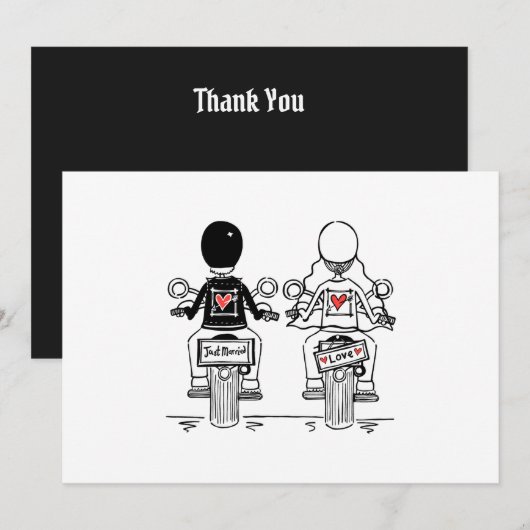 Biker-Motorrad-Hochzeit Dankeskarte (Vorne/Hinten)
