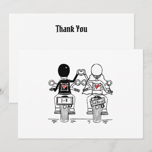 Biker-Motorrad-Hochzeit Dankeskarte (Vorne/Hinten)