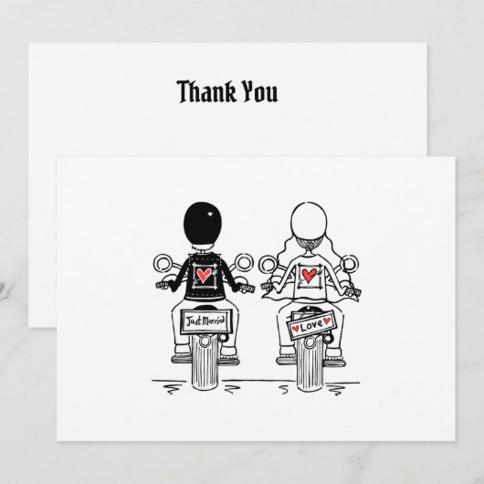 Biker-Motorrad-Hochzeit Dankeskarte (Vorne/Hinten)