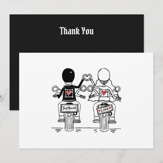 Biker-Motorrad-Hochzeit Dankeskarte (Vorne/Hinten)