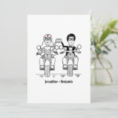 Biker-Motorrad-Hochzeit Einladung (Stehend Vorderseite)