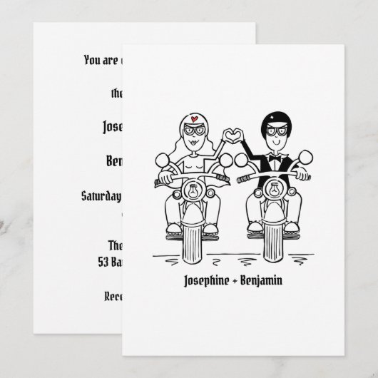 Biker-Motorrad-Hochzeit Einladung (Vorne/Hinten)