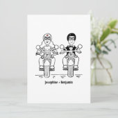 Biker-Motorrad-Hochzeit Einladung (Stehend Vorderseite)