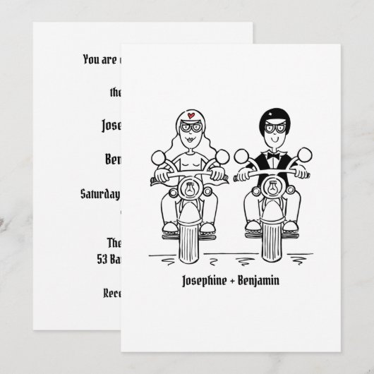 Biker-Motorrad-Hochzeit Einladung (Vorne/Hinten)
