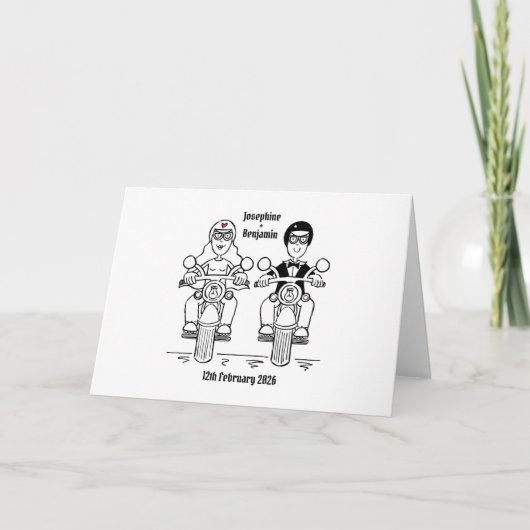 Biker-Motorrad-Hochzeit Karte (Vorderseite)