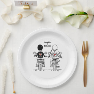 Biker-Motorrad-Hochzeit Pappteller