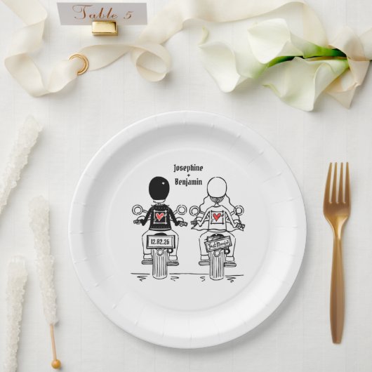 Biker-Motorrad-Hochzeit Pappteller (Hochzeit)