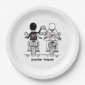 Biker-Motorrad-Hochzeit Pappteller (Vorderseite)