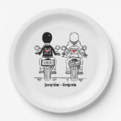 Biker-Motorrad-Hochzeit  Pappteller (Vorderseite)