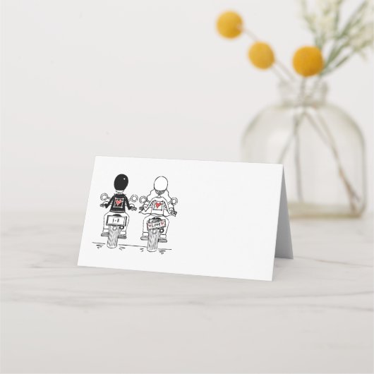Biker-Motorrad-Hochzeit Platzkarte (Vorderseite)