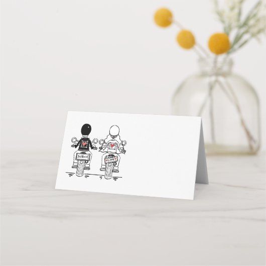 Biker-Motorrad-Hochzeit Platzkarte (Vorderseite)