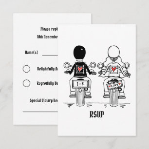 Biker-Motorrad-Hochzeit RSVP an Einladung