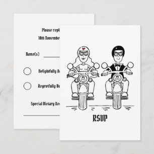 Biker-Motorrad-Hochzeit RSVP an Einladung