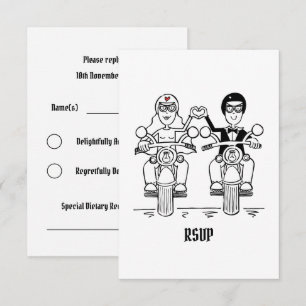 Biker-Motorrad-Hochzeit RSVP an Einladung
