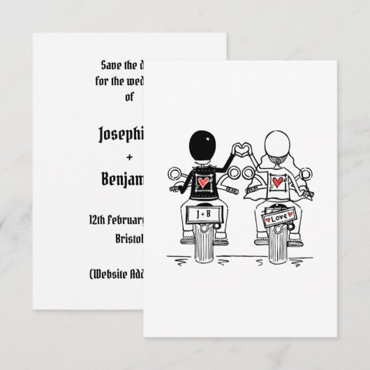 Biker Motorrad-Hochzeit Save The Date (Vorne/Hinten)