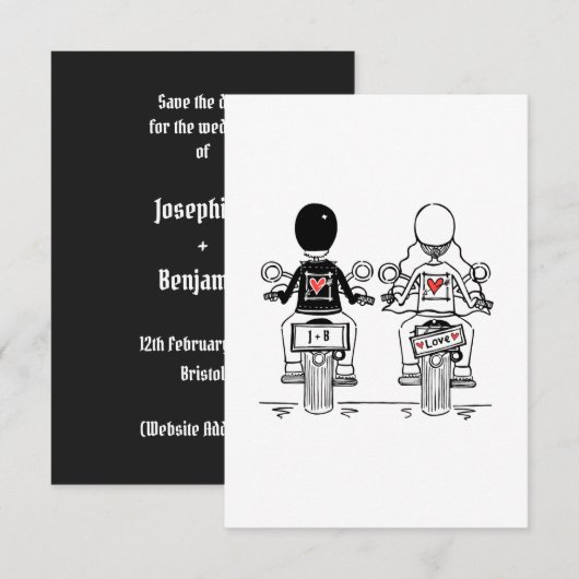 Biker-Motorrad-Hochzeit Save The Date (Vorne/Hinten)