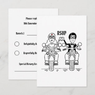 Biker-Motorrad-Hochzeits-RSVP an Einladung