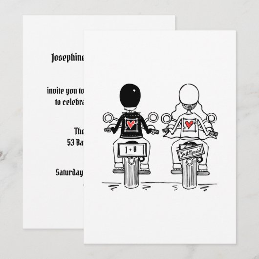 Biker-Motorrad-Hochzeitsabendempfang Einladung (Vorne/Hinten)
