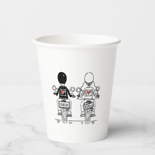 Biker-Motorrad-Hochzeitsfeier Pappbecher (Vorderseite)