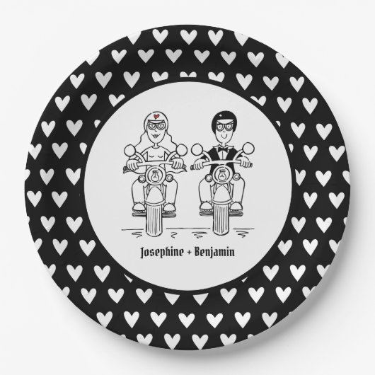 Biker-Motorrad-Hochzeitsfeier Pappteller (Vorderseite)