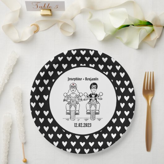 Biker-Motorrad-Hochzeitsfeier Pappteller (Hochzeit)