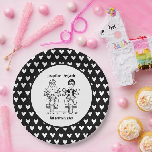 Biker-Motorrad-Hochzeitsfeier Pappteller (Party)