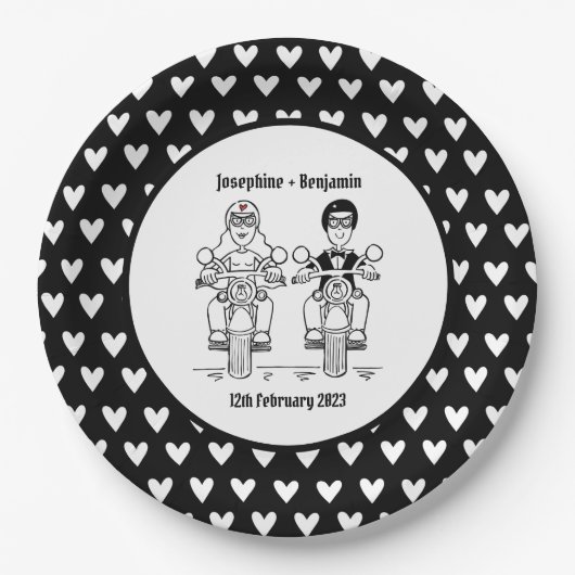 Biker-Motorrad-Hochzeitsfeier Pappteller (Vorderseite)