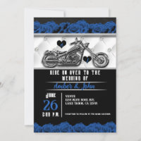 Biker Motorrad Leder Blaue Rose Hochzeit
