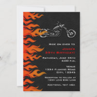 Biker-Motorrad-Leder-Flammen-Party-Einladung