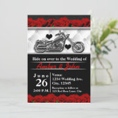 Biker Motorrad Leder Rose Hochzeit Einladungen (Stehend Vorderseite)