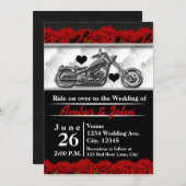 Biker Motorrad Leder Rose Hochzeit Einladungen (Vorne/Hinten)