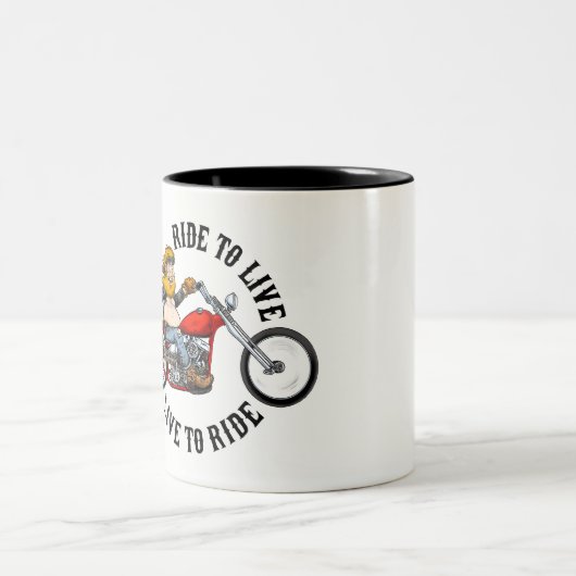 Biker Motorradfahrer Zweifarbige Tasse (Mittel)