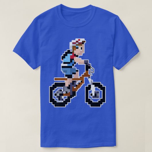 Biker Mountainbiker Pixel Art Retro Gaming Style T-Shirt (Design vorne)