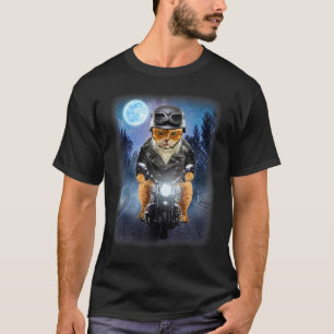 Biker Orange Katze fährt Motorrad, Galaxy Eismond T-Shirt