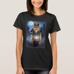 Biker Orange Katze fährt Motorrad, Galaxy Eismond T-Shirt