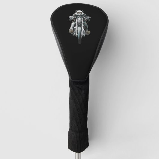 Biker Panda Golf Headcover (Vorderseite)