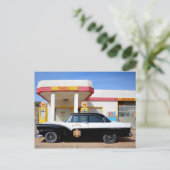 Biker Patrol Classic Car Service Station Postkarte (Stehend Vorderseite)
