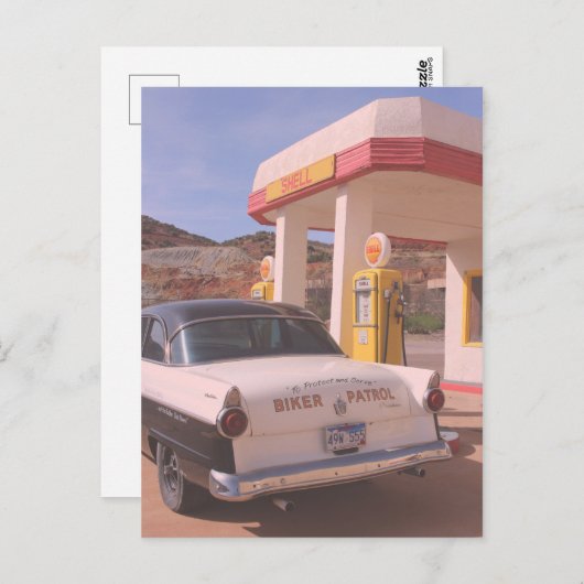 Biker Patrol Classic Car Service Station Postkarte (Vorne/Hinten)