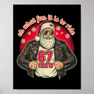 Biker Santa 67 Crew Lustiges Weihnachten Lederjack Poster
