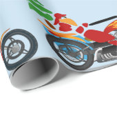 Biker Santa auf einem Chopper mit einem Weihnachts Geschenkpapier (Rolleneckpunkt)