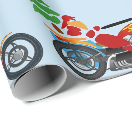 Biker Santa auf einem Chopper mit einem Weihnachts Geschenkpapier (Rolleneckpunkt)