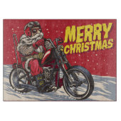 Biker Santa Christmas Cutting Board Schneidebrett (Vorderseite)