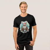 Biker Santa Claus auf Motorrad Weihnachtsfahrer Tri-Blend Shirt (Vorderseite voll)