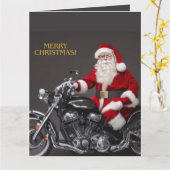 Biker Santa Claus Faltkarte Karte (Gelbe Blume)