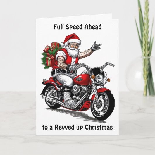 Biker Santa Claus Feiertagskarte (Vorderseite)