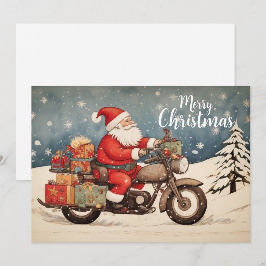 Biker Santa Feiertagskarte (Vorne/Hinten)