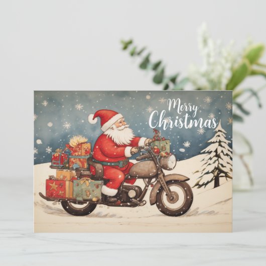 Biker Santa Feiertagskarte (Stehend Vorderseite)