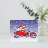 Biker Santa Feiertagspostkarte (Stehend Vorderseite)