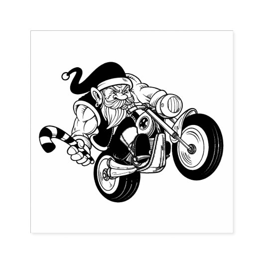 Biker Santa Gummistempel (Prägung)