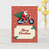 Biker Santa Motorcycle Frohe Weihnachtskarte Karte (Gelbe Blume)